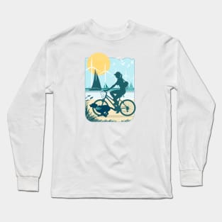 Bicycling on the Beach with Toby Long Sleeve T-Shirt